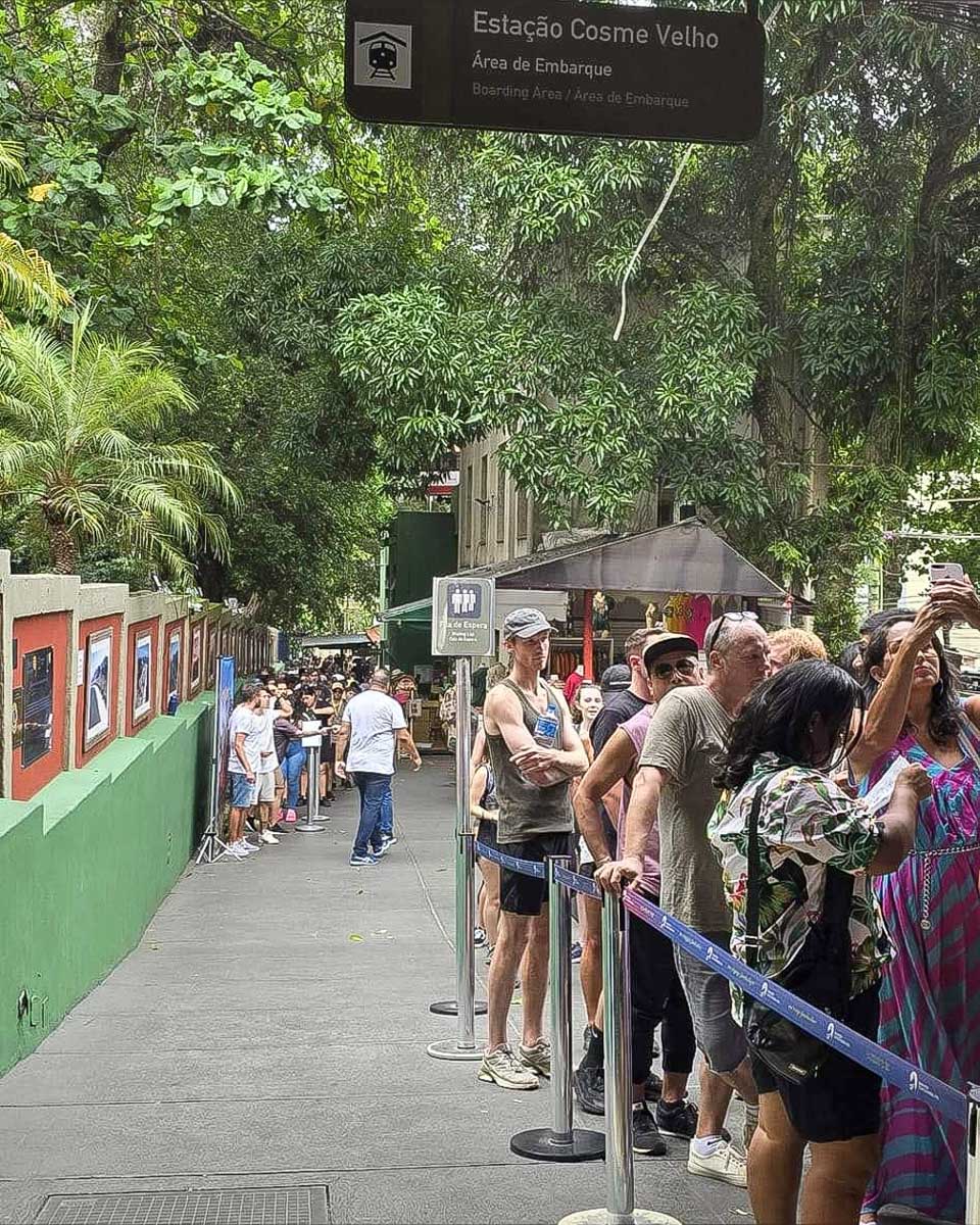 Line to visit Christ the Redeemer Rio Brazil