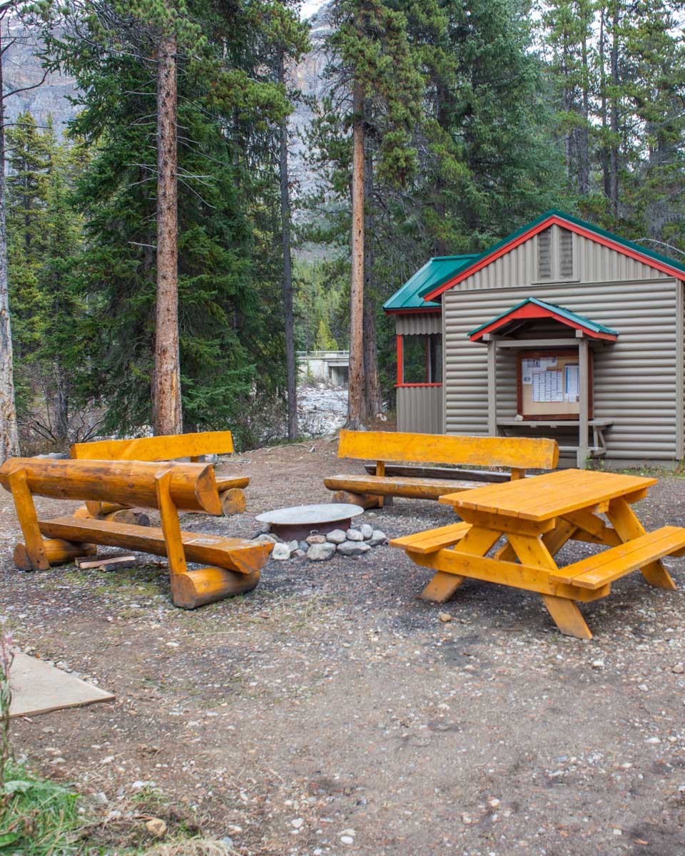 Outdoor fire pit at the HI Mosquito Creek, Icefields Parkway