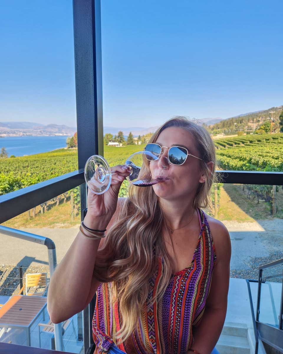 Tasting wine at Moraine Estate Winery in Penticton, Canada