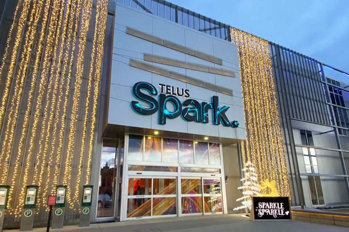 front of TELUS Spark Science Centre in Calgary, Alberta, Canada