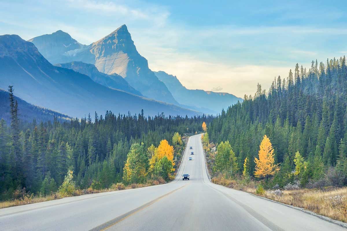 The road through the Icefields Parkway, Canada