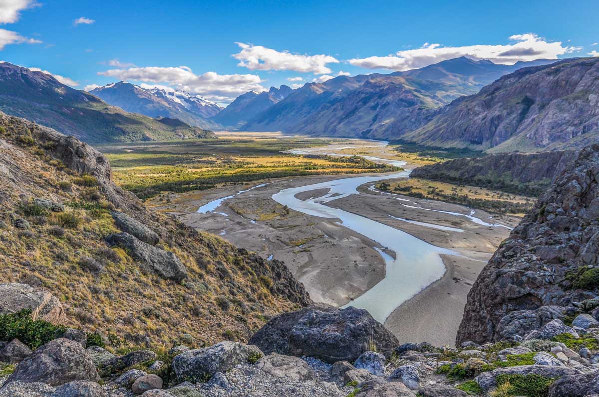 The valley on the Mount Fitz Roy Laguna de los Tres Trail