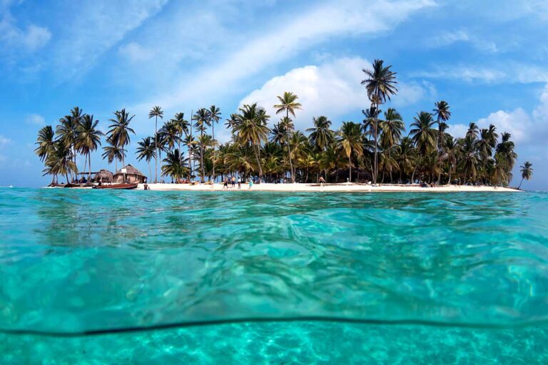 View from the water of an Island in the San Blas Islands, Panama