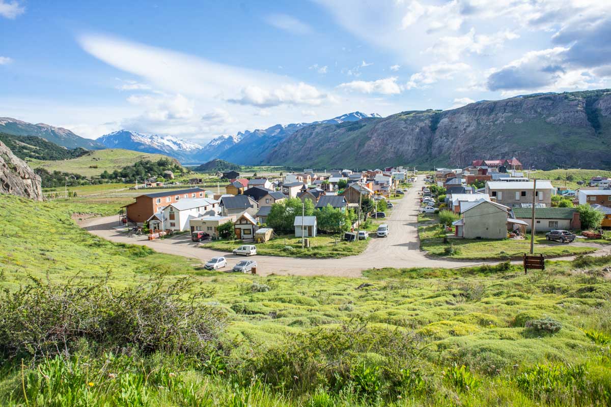 View of El Chalten from the start of the Mount Fitz Roy Hike to Laguna de los Tres