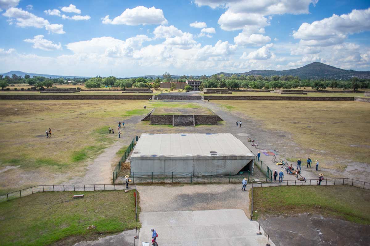 View of the grounds at Teotihuacan, Mexico
