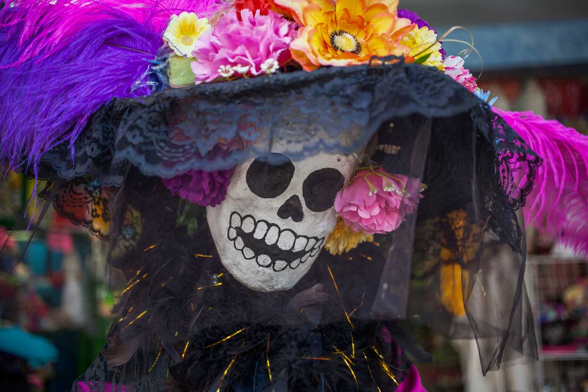 A lady dressed up for Day of the Dead in Mexico