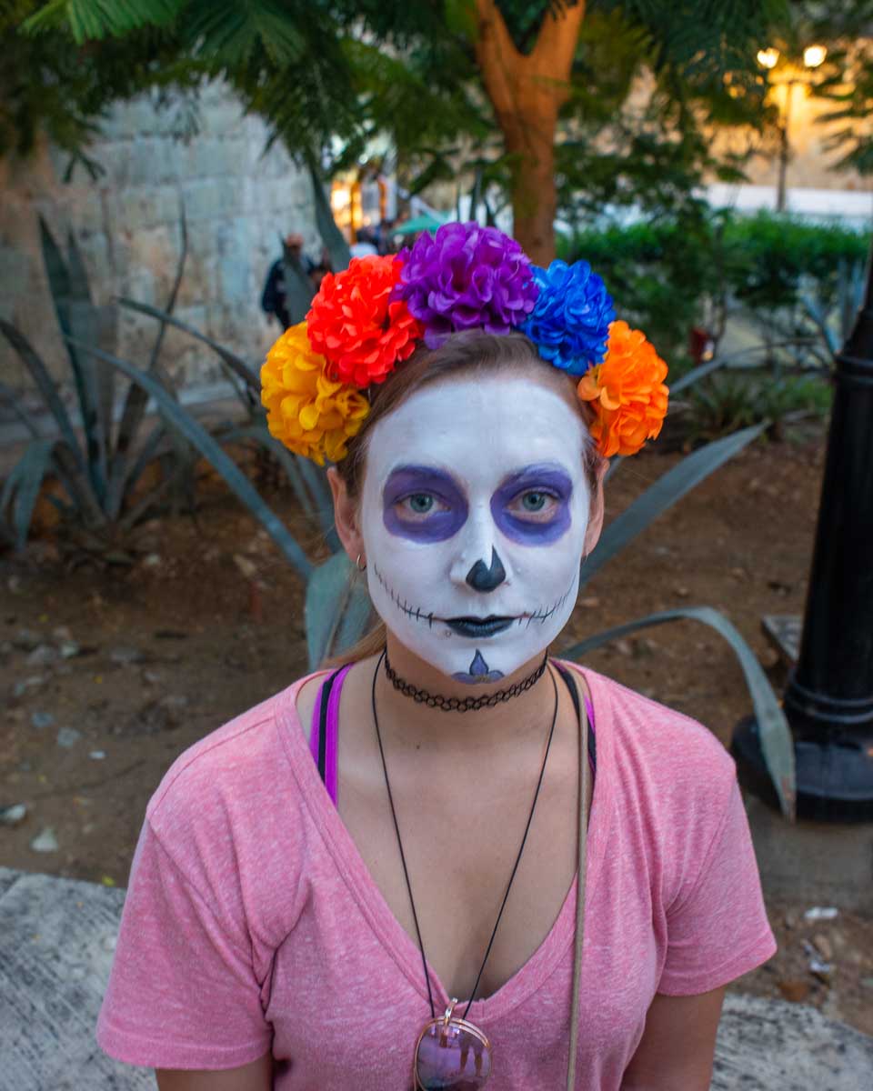 Bailey gets her face painted during Día de los Muertos in Oaxaca, Mexico