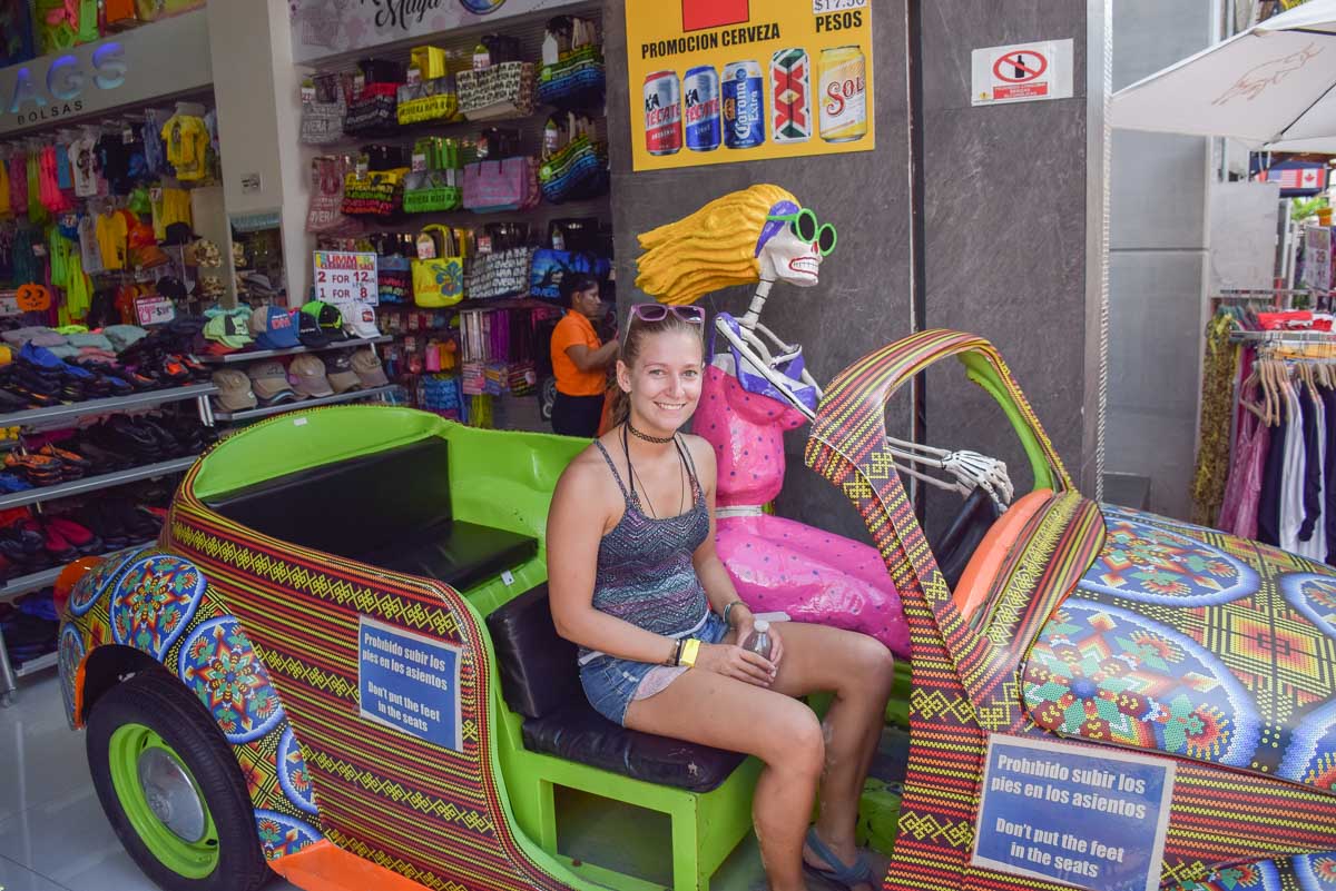 Bailey solo at a shop in Cancun