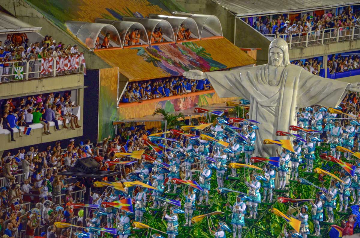 Dancers in the sambadrome in rio de janeiro brazil