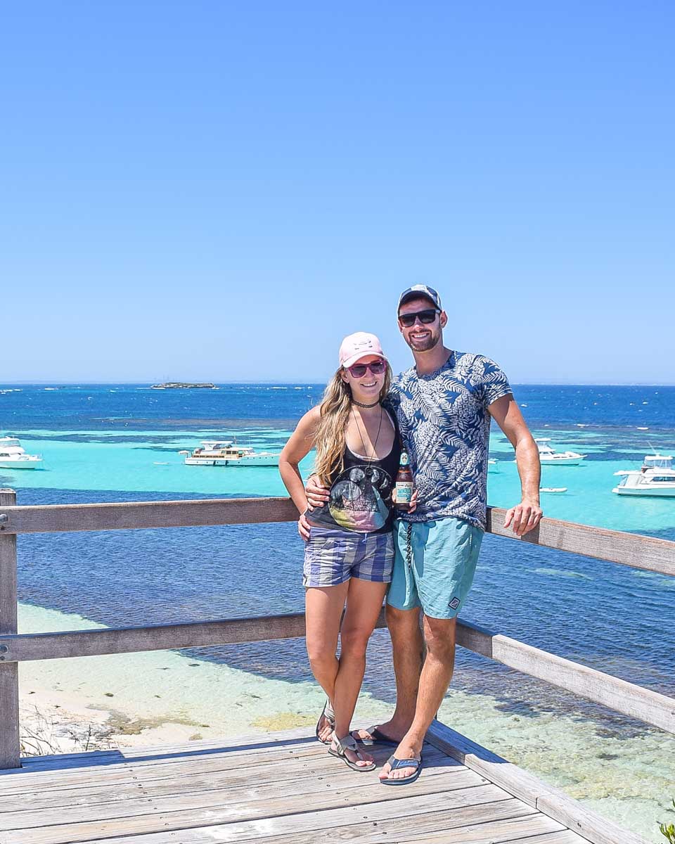 Daniel and Bailey at one of the beautiful bays on Rottnest Island