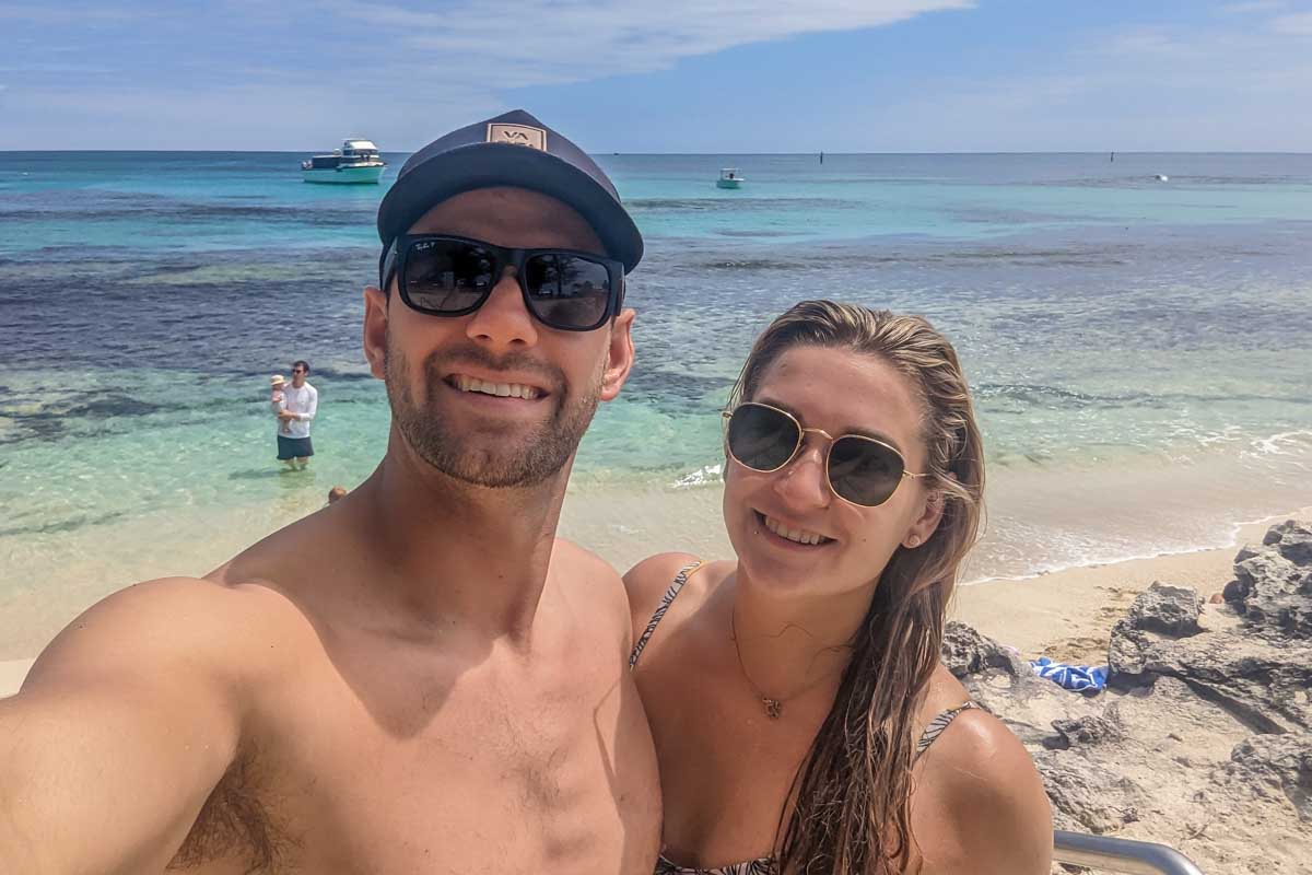 Daniel and Bailey take a selfie on Rottnest Island, Perth
