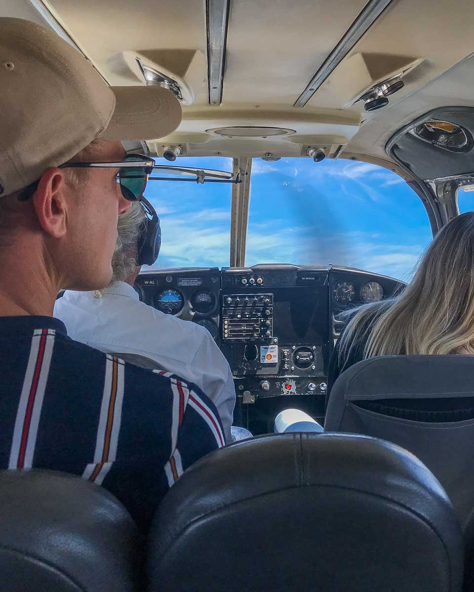 People in a small plane on their way to Rottnest Island from Perth