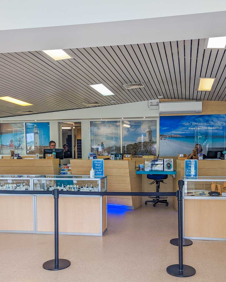 The inside of the visitor center on Rottnest Island
