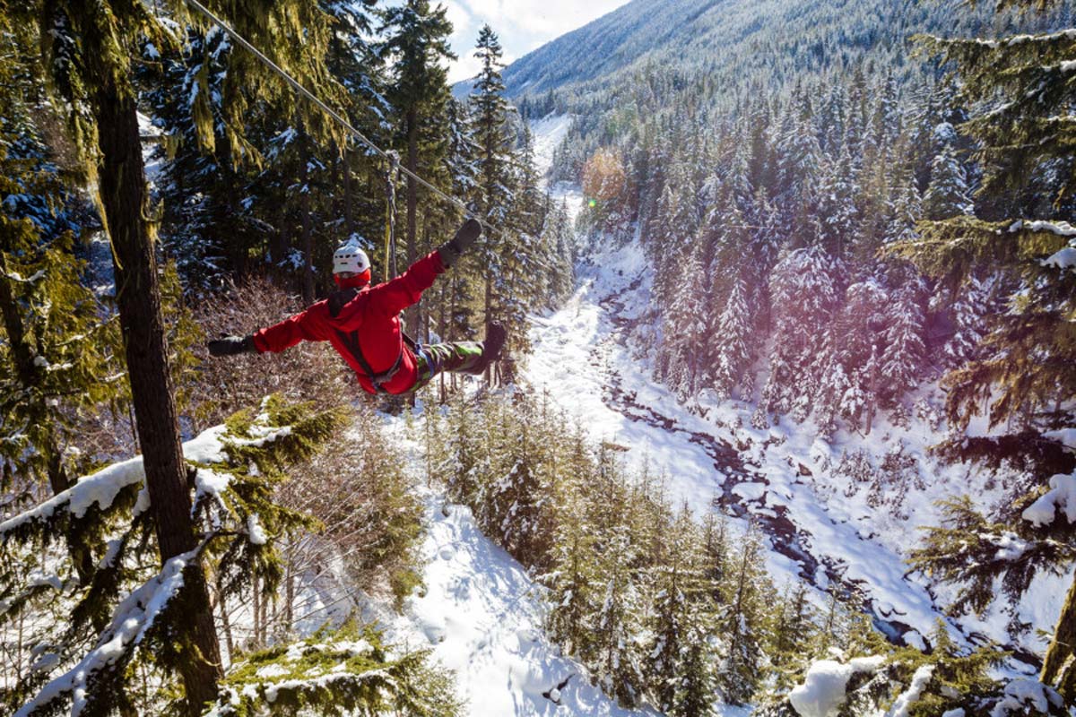 winter ziplining from Ziptrek Ecotours in Whistler, Canada
