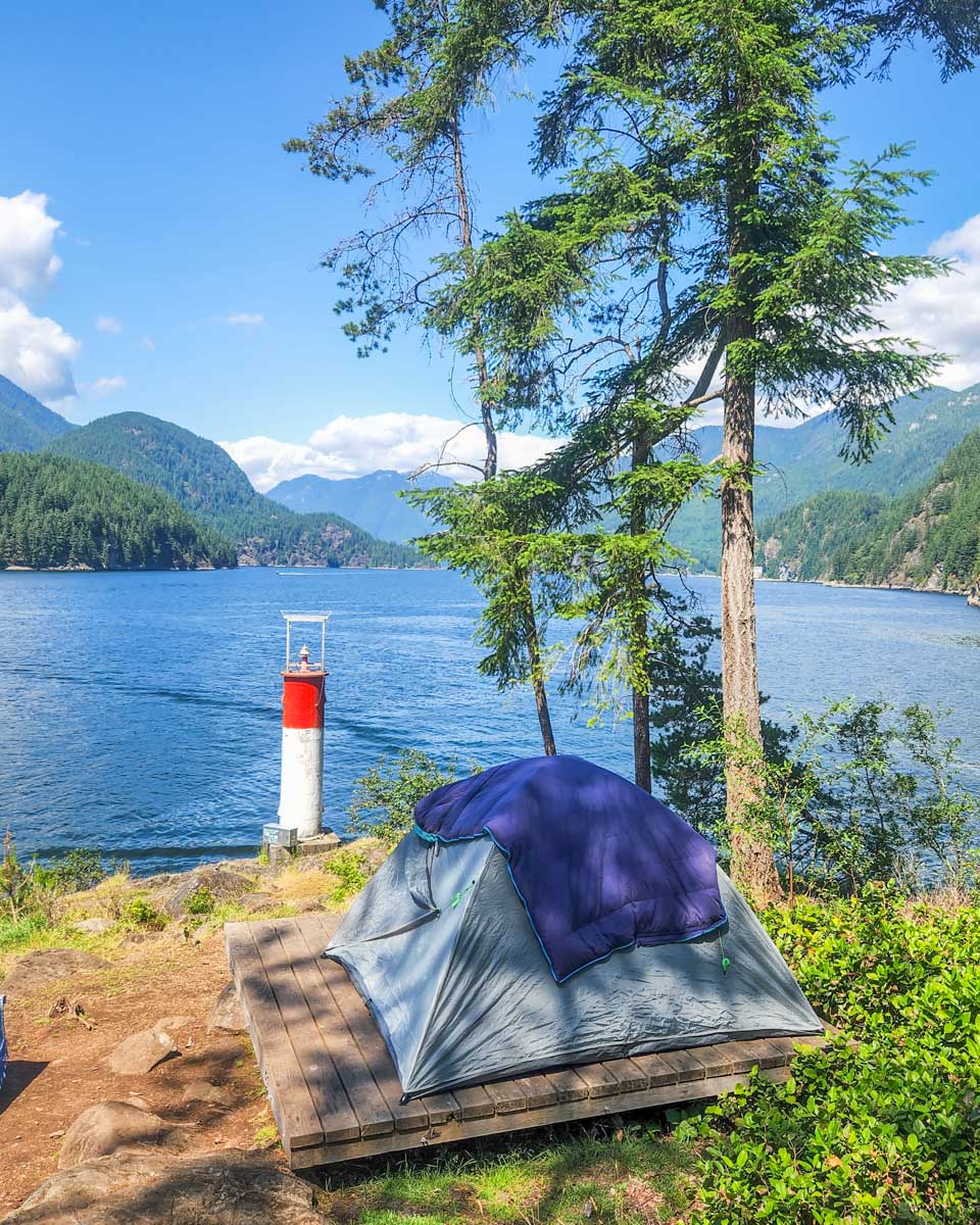 A tent set up on Twin Islands, Canada