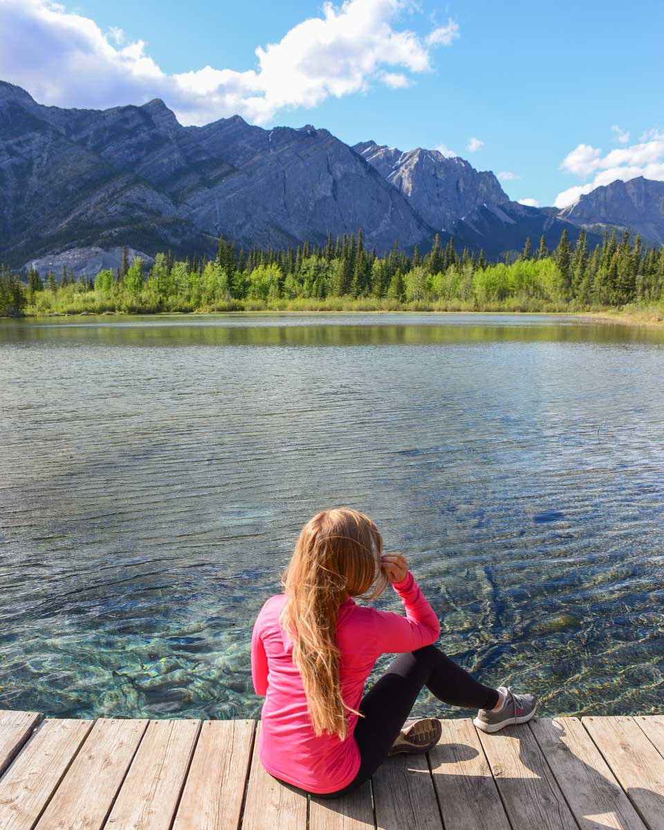Bailey takes in views of the mountains at Many Springs in Bow Valley Provincial Park, Canada