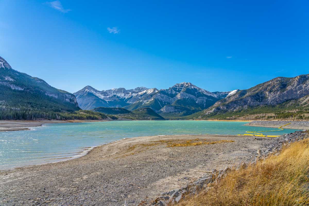 Barrier Lake on a sunny day in the Kananaskis, Alberta, Canada