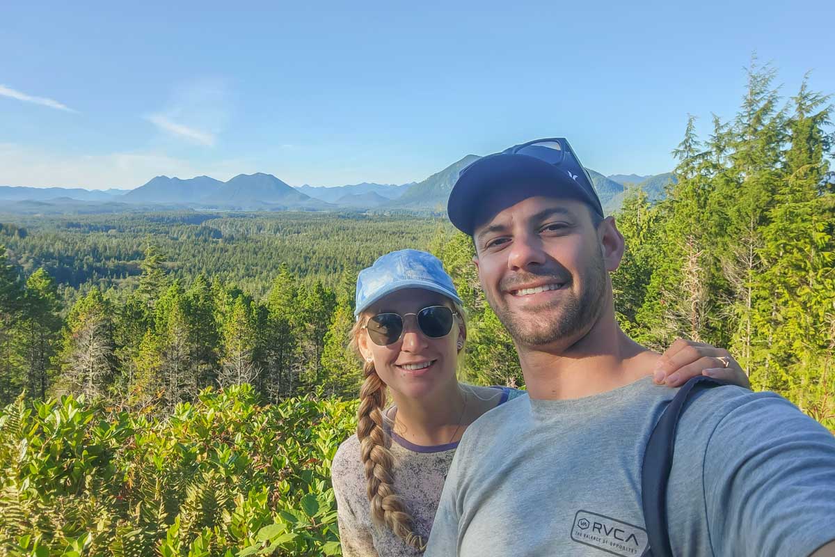 Daniel and Bailey take a seflie in Tofino, Vancouver Island