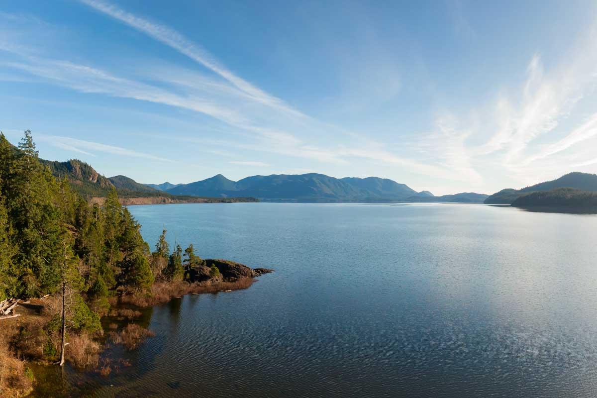 Kennedy Lake in Kennedy Lake Provincial Park on the road trip to Tofino, Vancouver Island