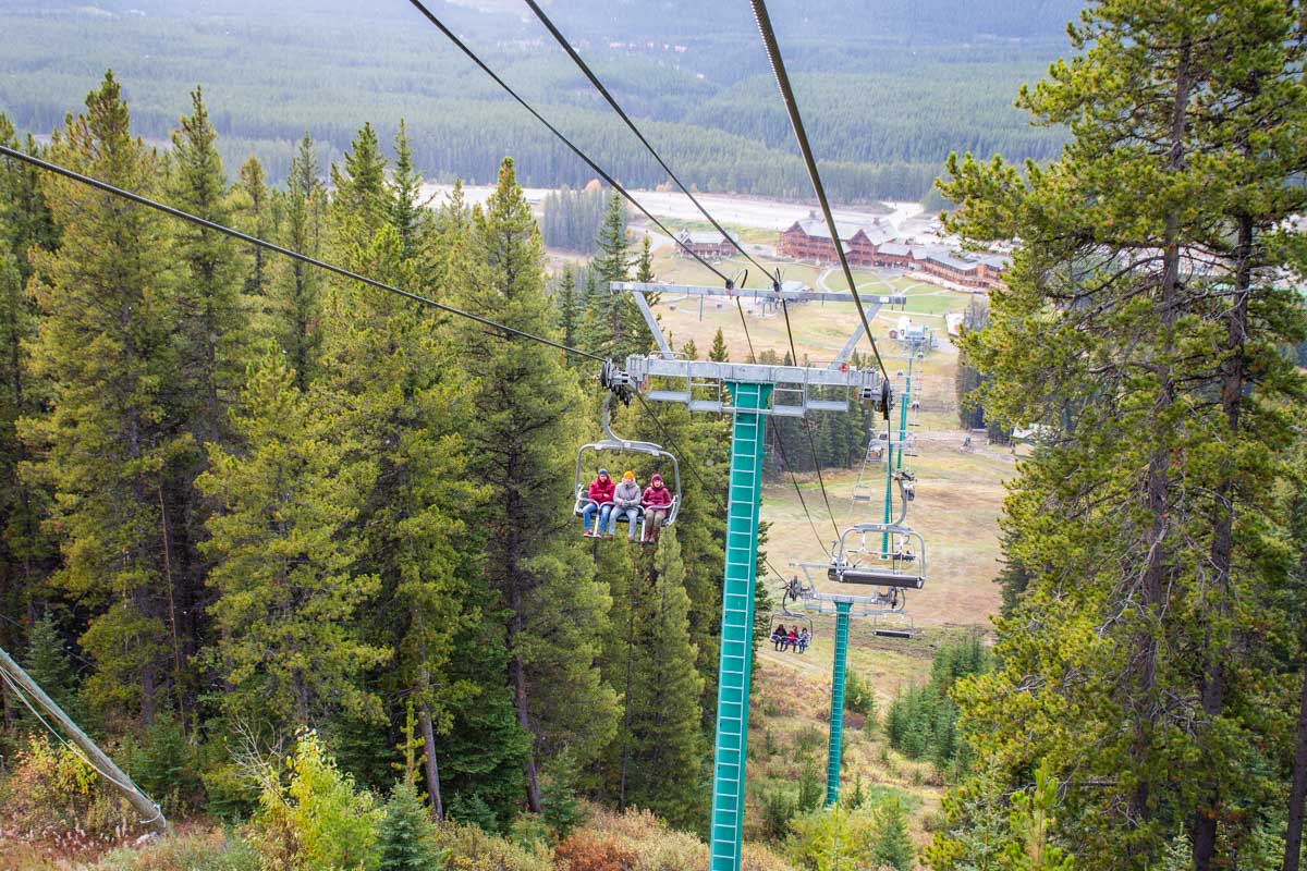 Lake Louise gondola travels up the mountain during summer