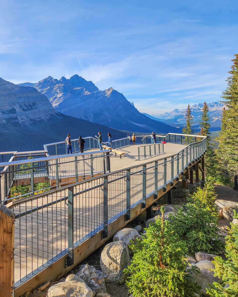 Peyto Lake Viewpoint in Banff National Park, Canada at sunset