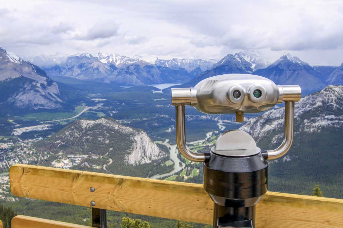 binoculars at the top of Sulphur Mountain