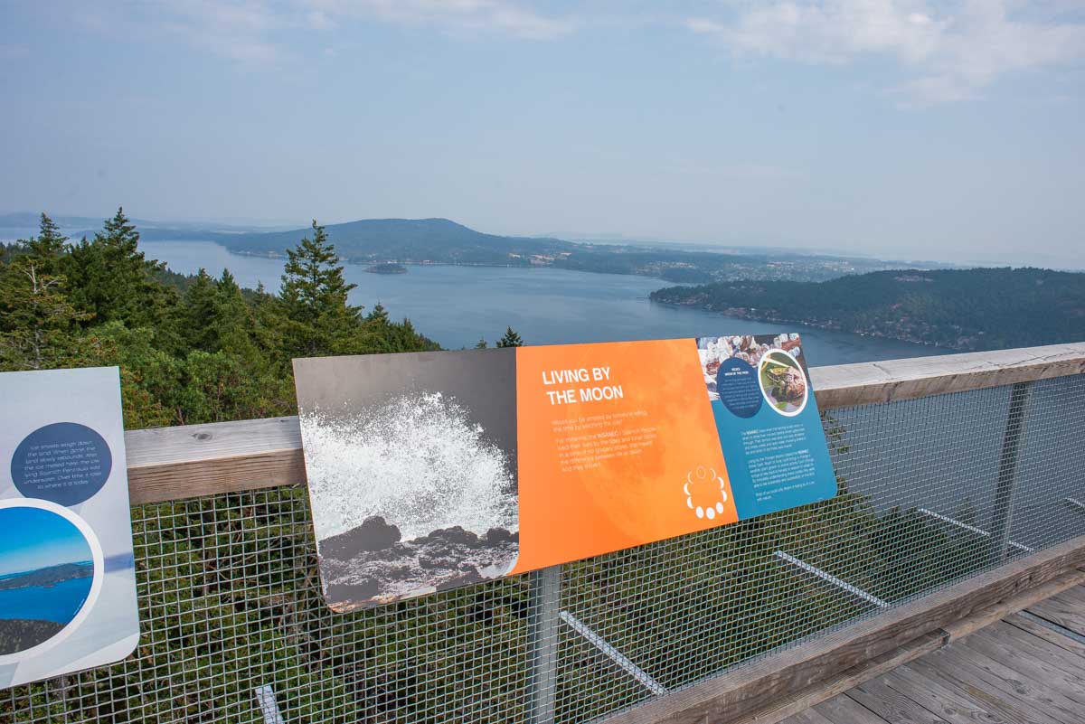 A signe at the top of the Malahat Skywalk in Malahat, British Columbia