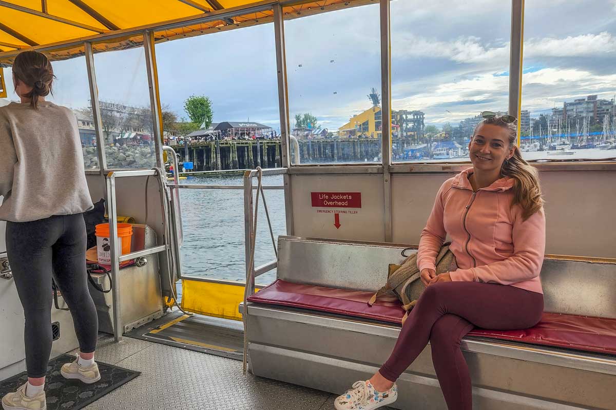 Bailey rides the Aquabus in Vancouver on her way to Granville Island from Yaletown
