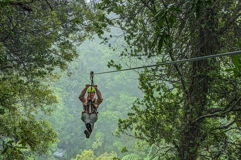 Bailey ziplining in Cancun, Mexico