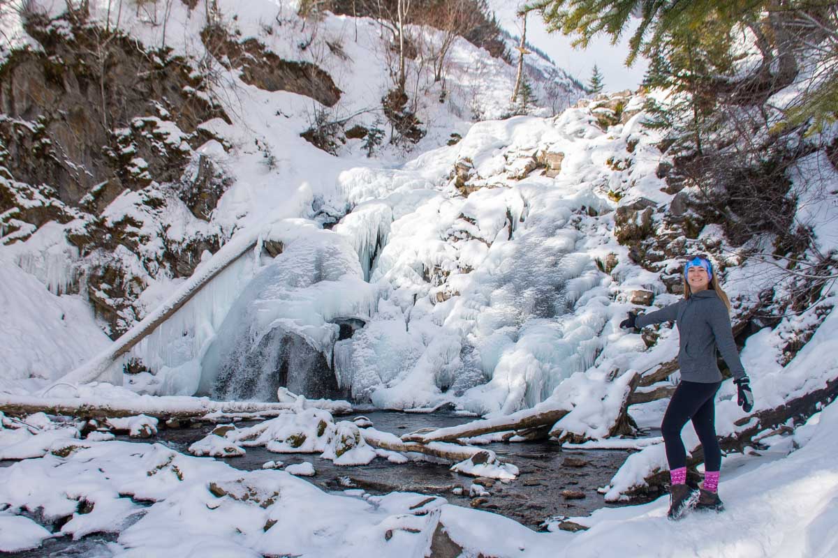 Fairy Creek Falls in Fernie, BC during winter