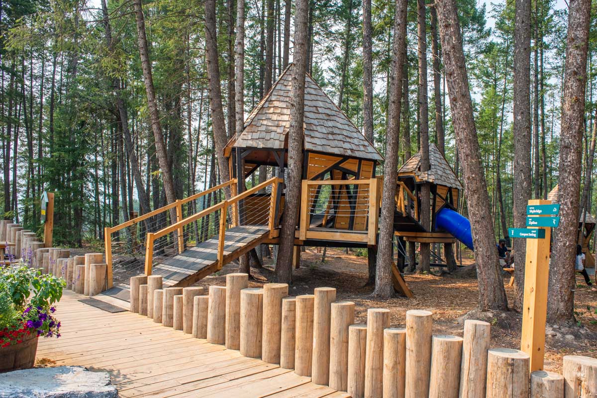 The childrens playground at Golden Suspension Bridge in Golden, BC