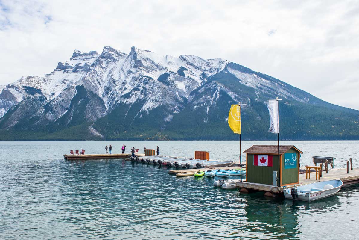 The dock at Lake Minnewanka where the cruise leaves from