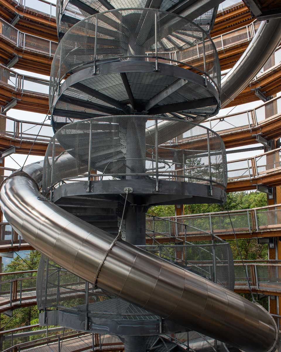The slide at the Malahat Skywalk in Malahat, British Columbia
