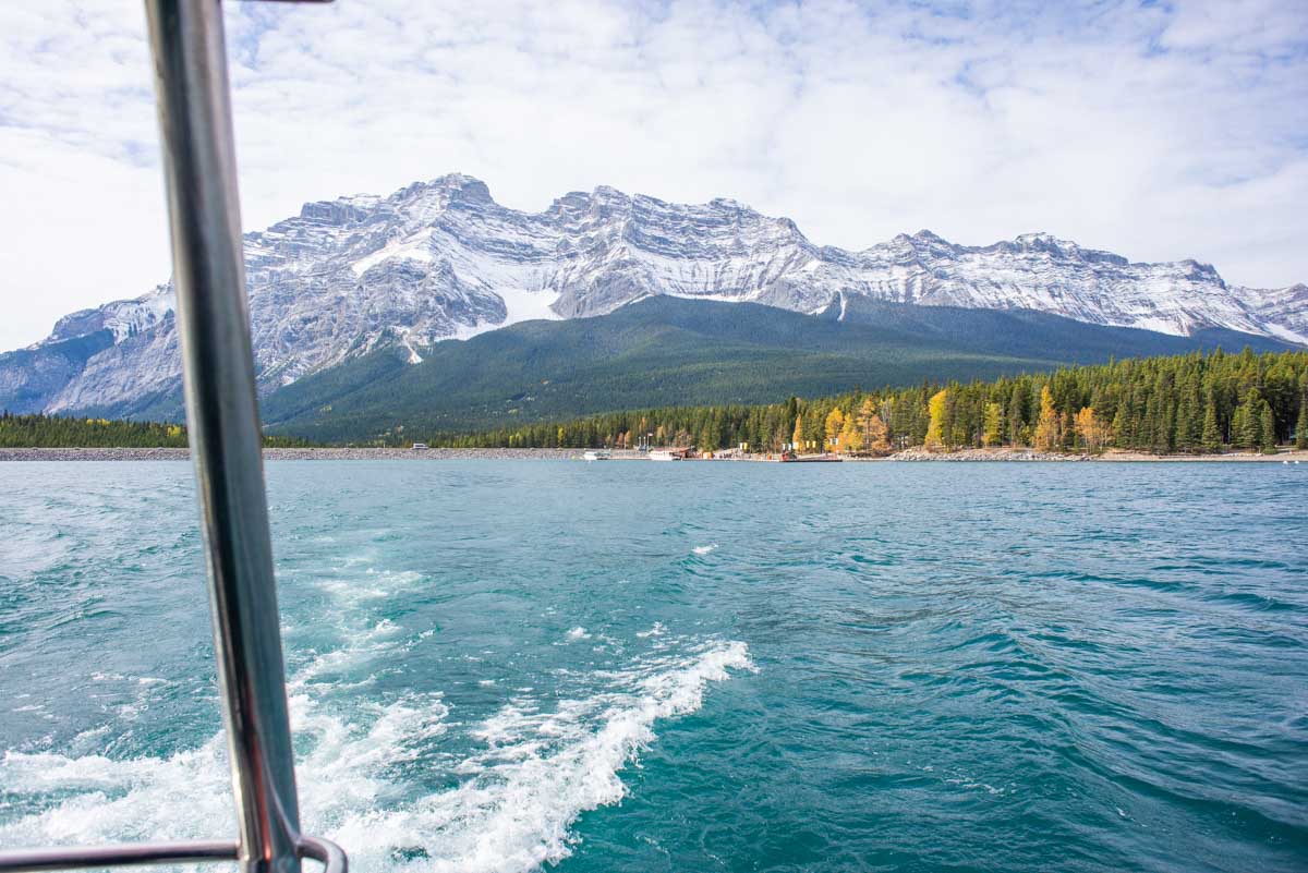 Views of the mountains from a Lake Minnewanka Cruise in Banff National Park