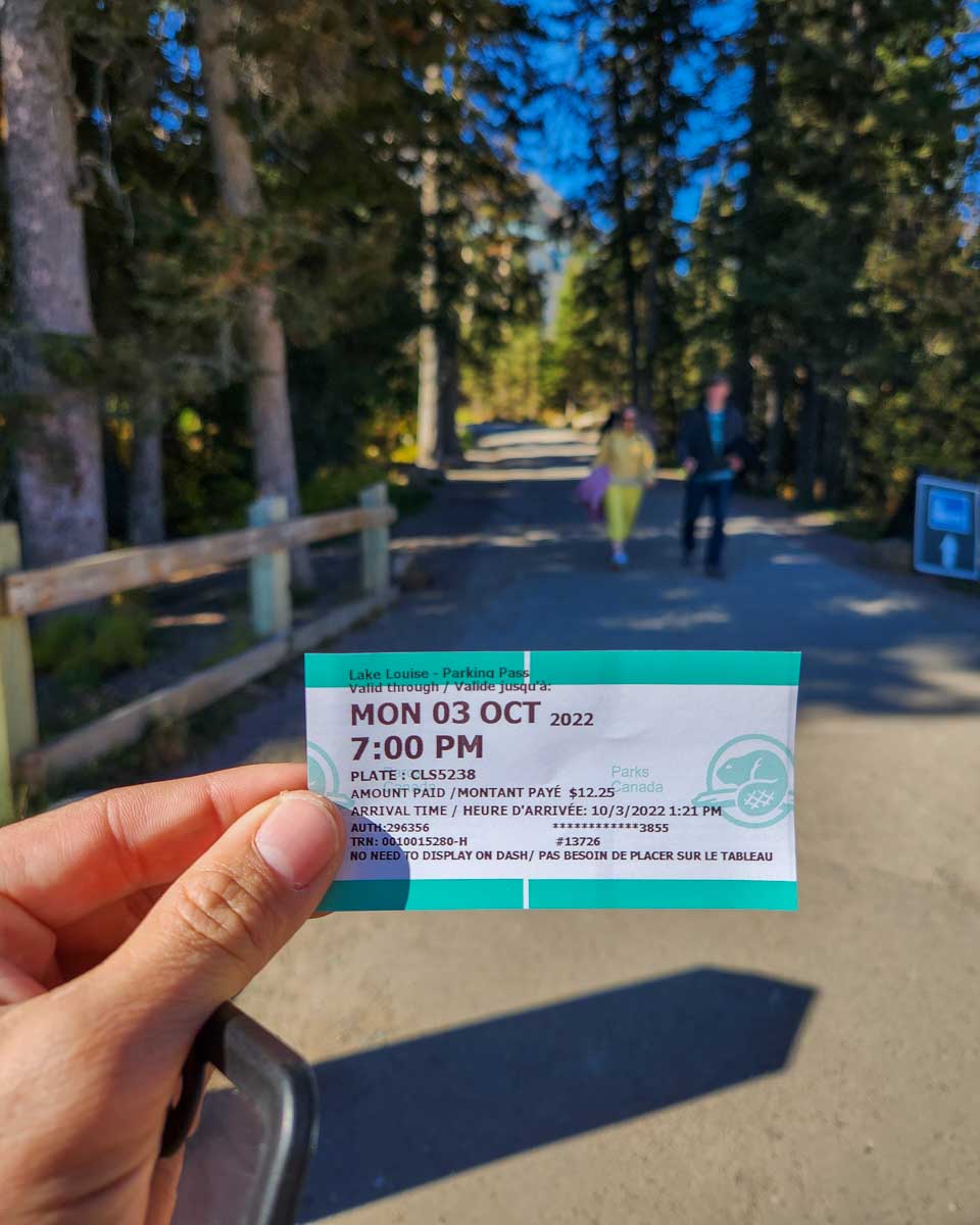 A ticket for parking at Lake Louise