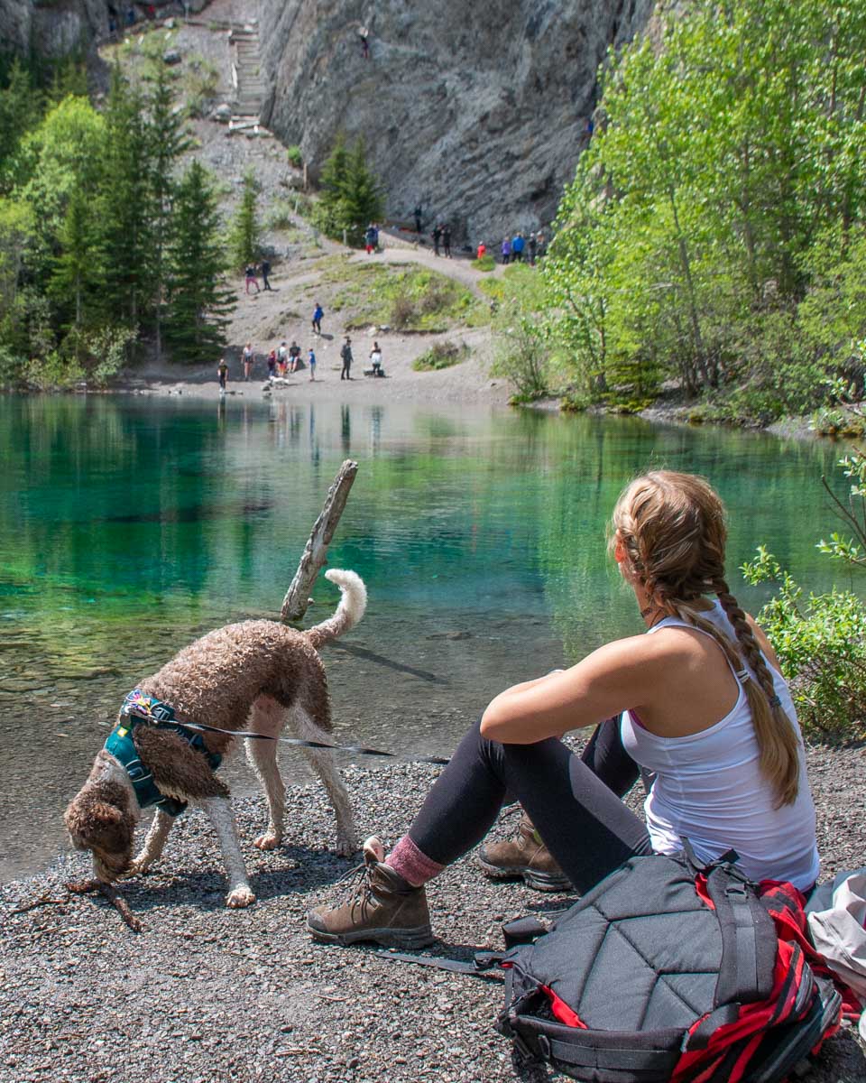Bailey at Grassi Lakes with polly our dog in Canmore, Alberta