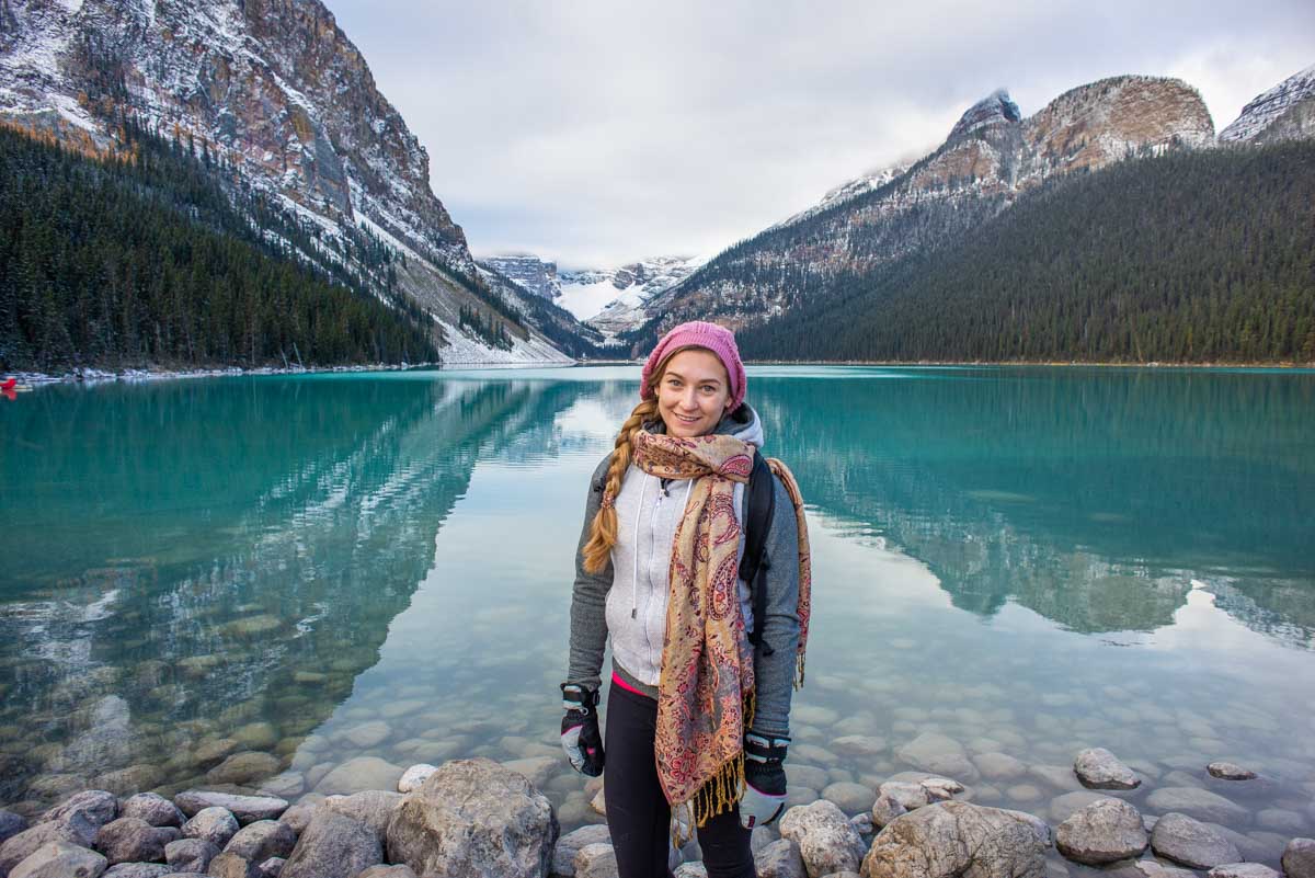 Bailey at Lake Louise in Fall