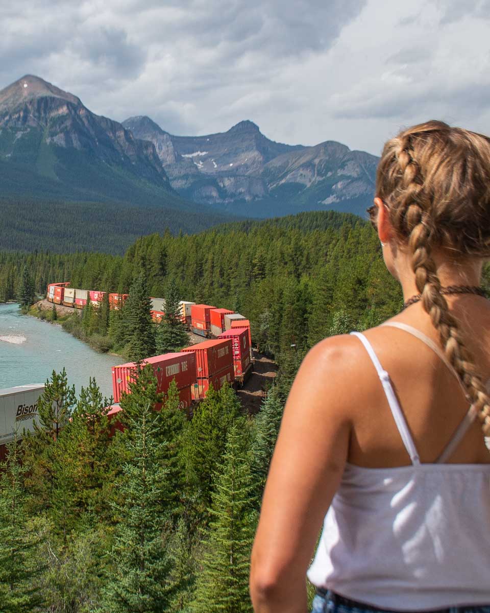 Bailey at Morant's Curve on the Bow Valley Parkway
