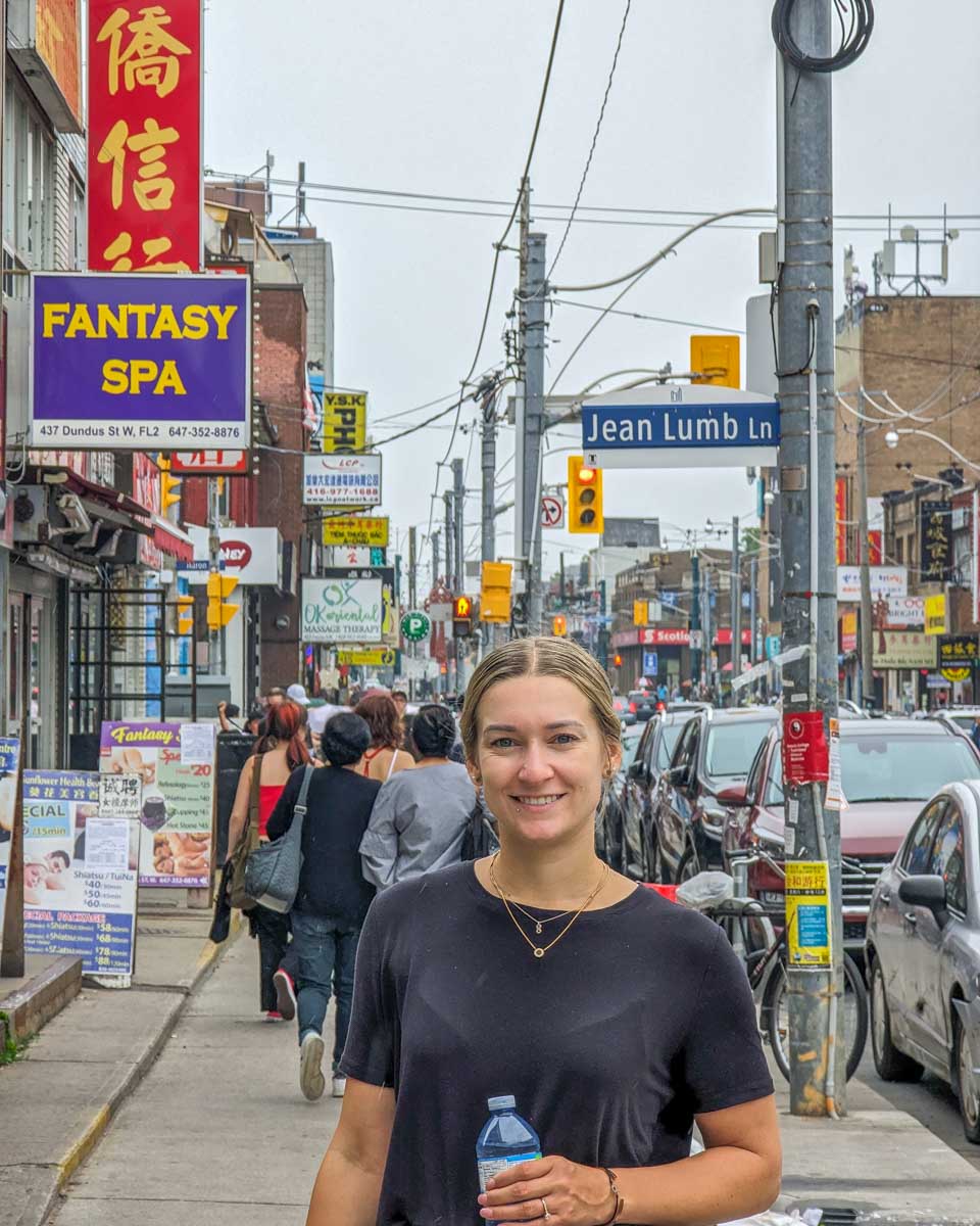 Bailey on the streets of China Town in Toronto