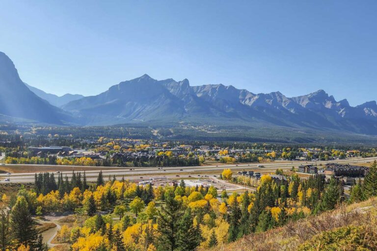 Beautiful view over Canmore during fall