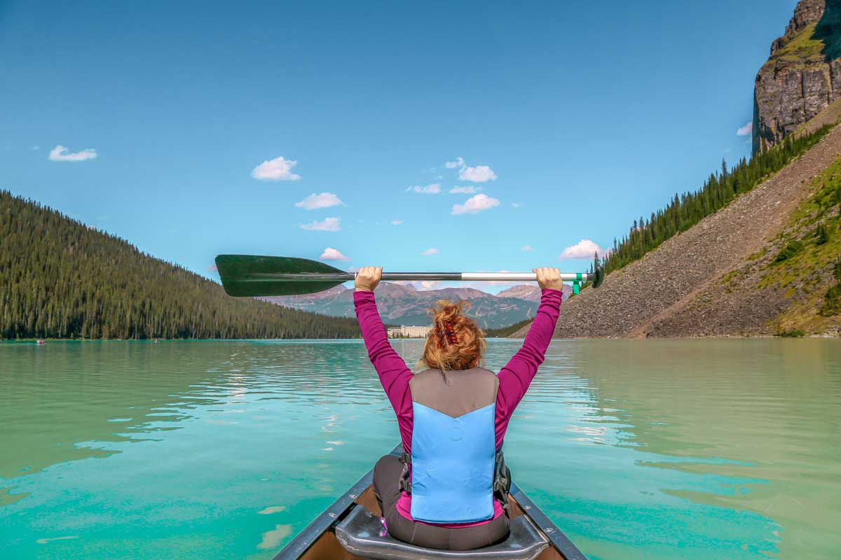 Canoe on Lake Louise in Banff National Park