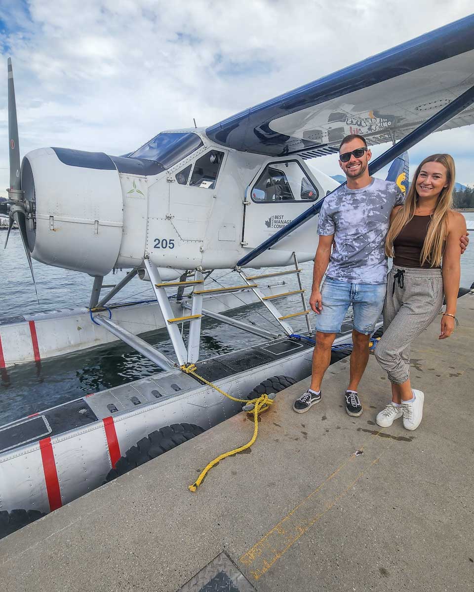 Daniel and Bailey about to board their scenic flight to Victoria from Vancouver