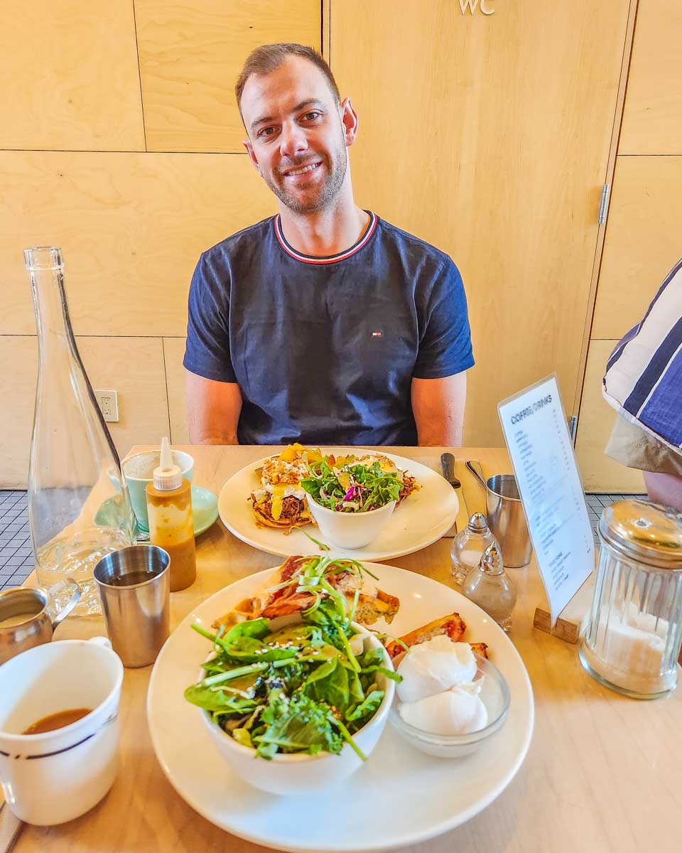 Daniel with brunch from Lady Marmalade in Toronto