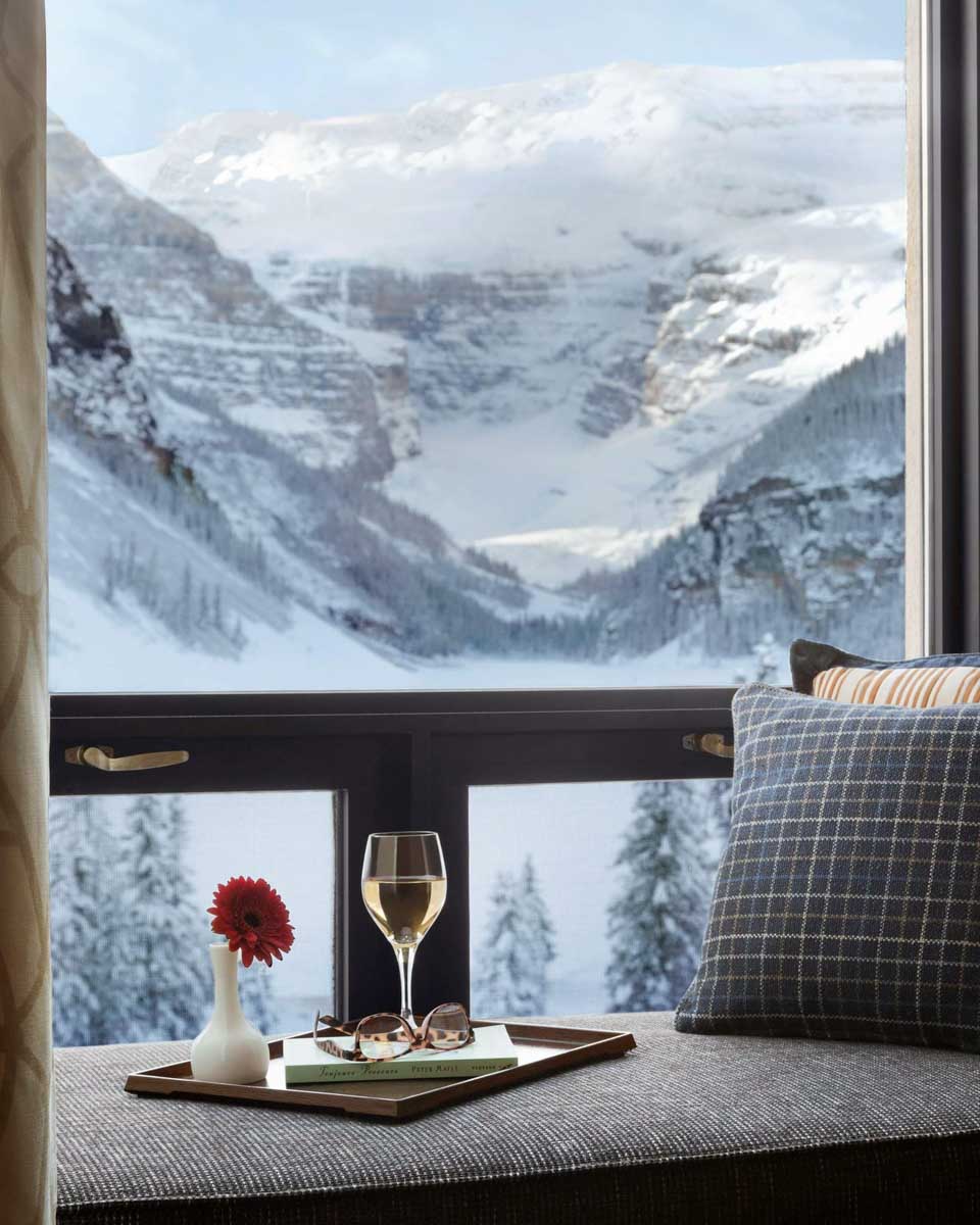 Fairmont Château Lake Louise view from a room with a wine