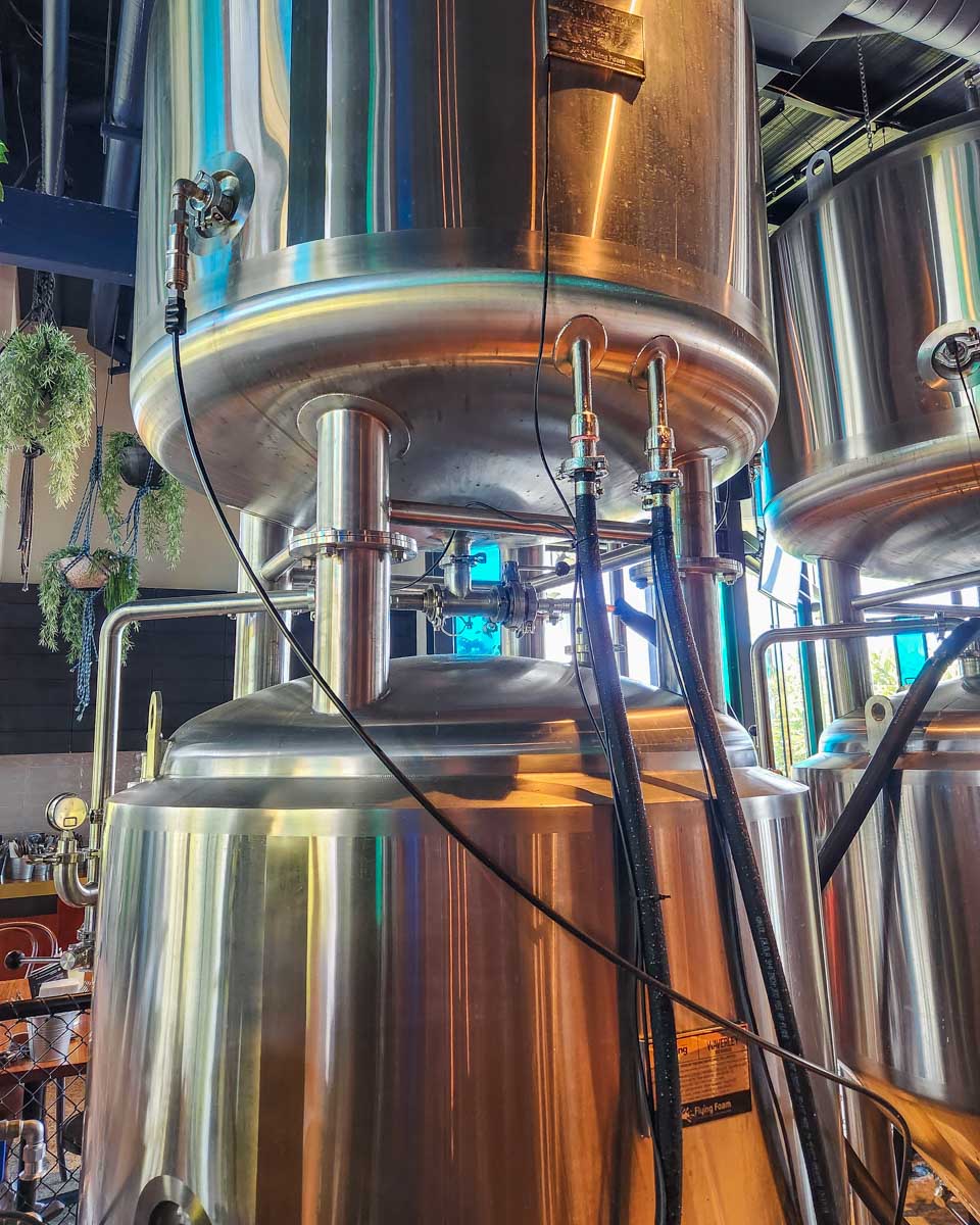 Fermentation tanks at a brewery in Vancouver