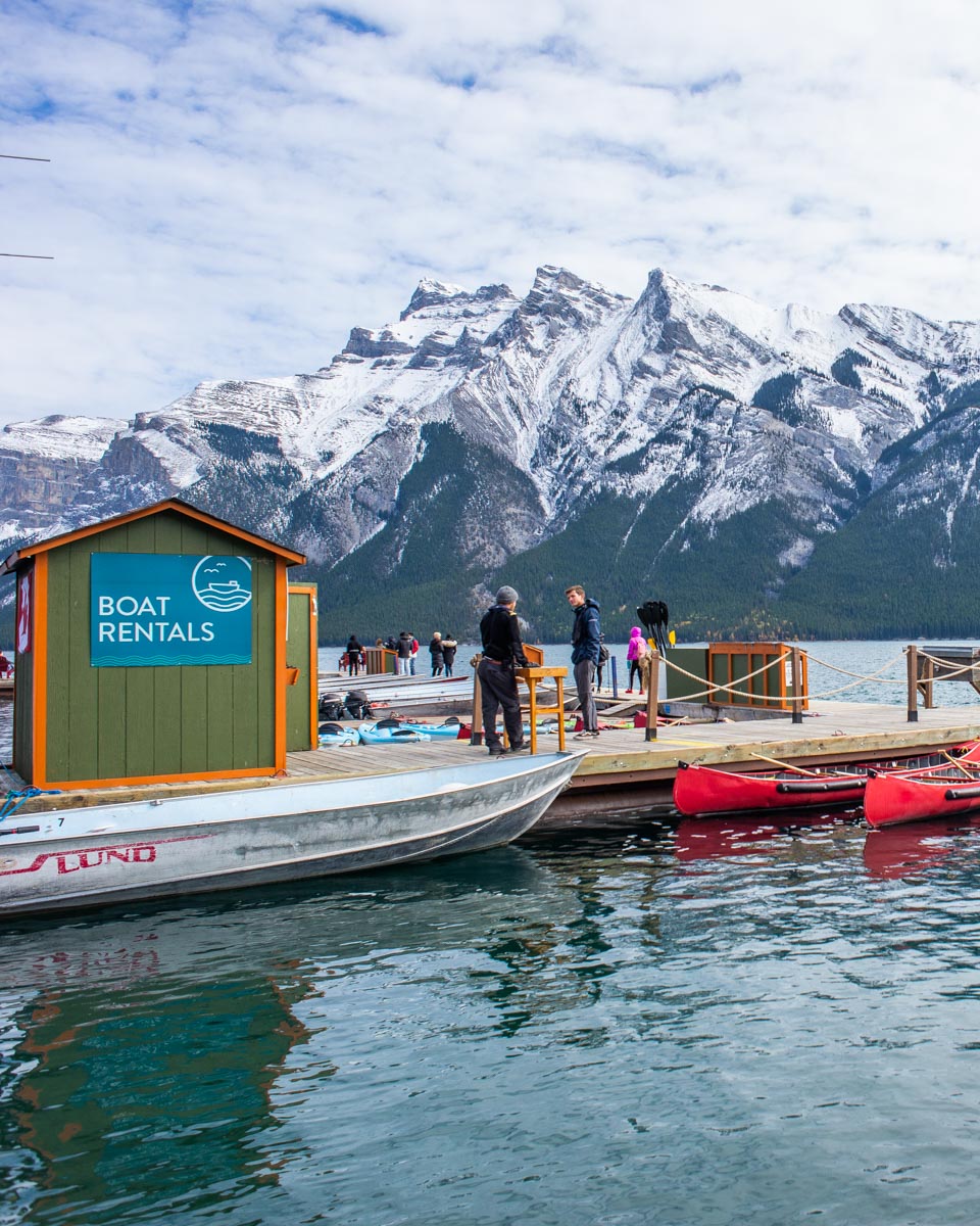 Lake Minnewanka with a beautiful mountain backdrop