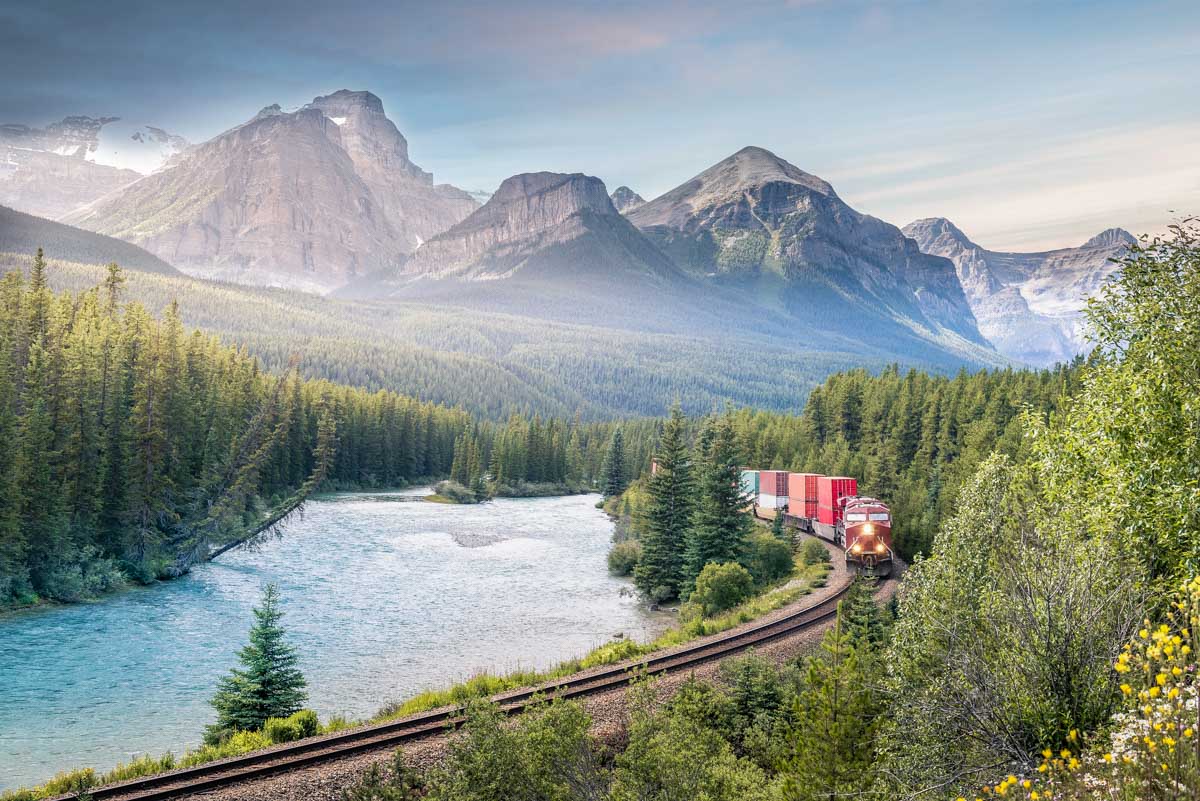 Light fog over Morant's Curve as the train passes by