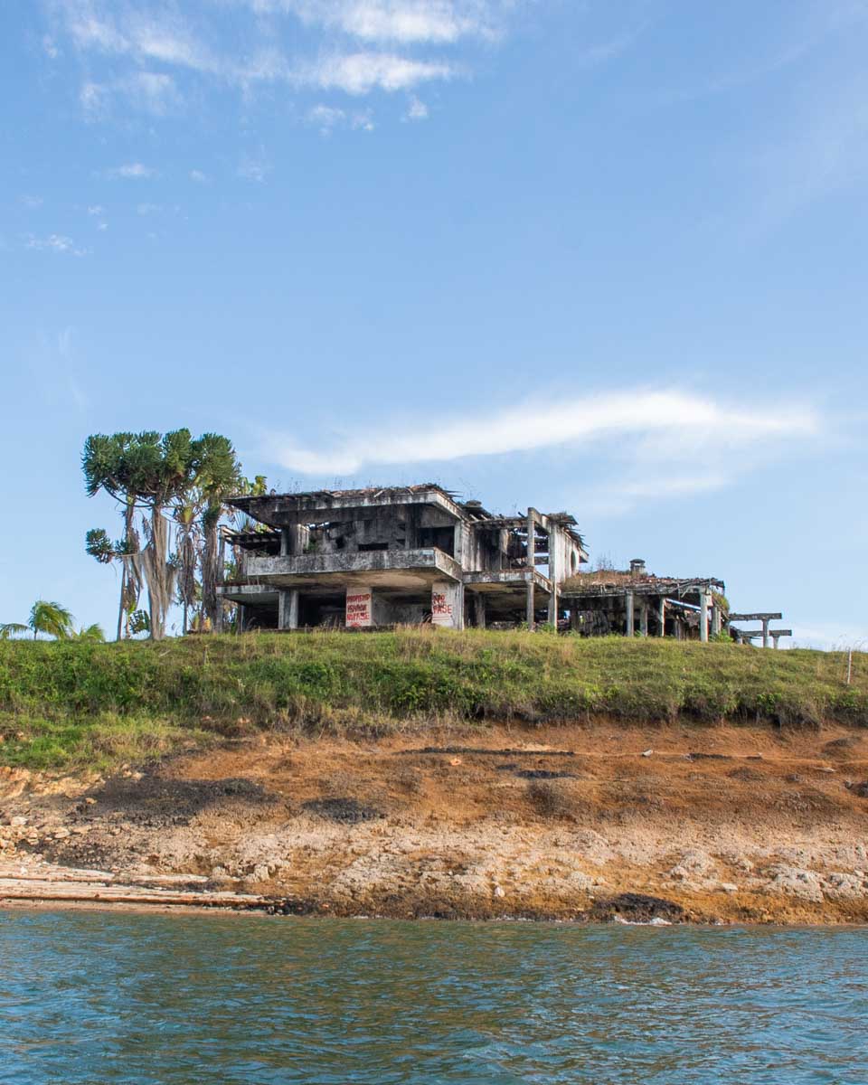 Pablo Escobars house as seen on a boat tour from Guatape