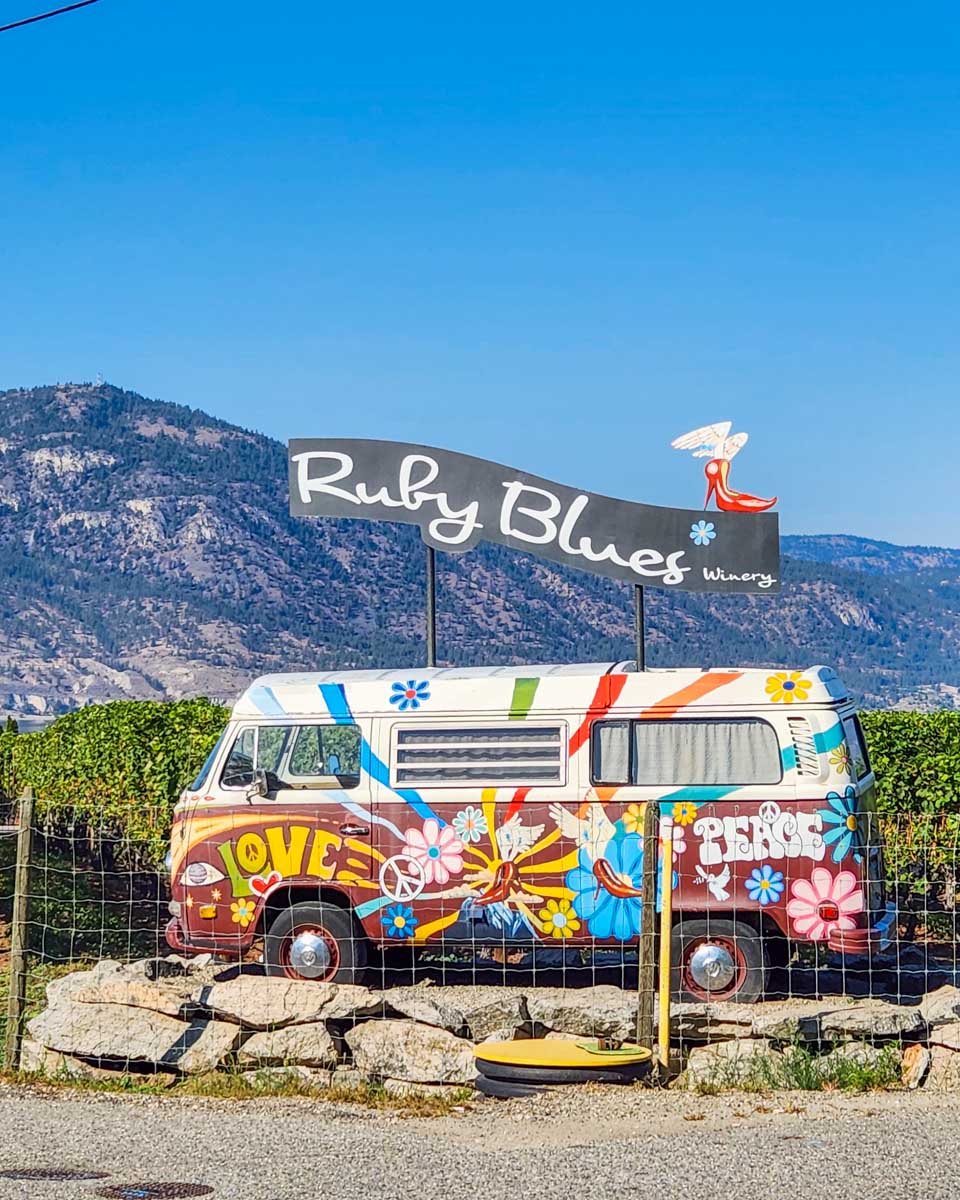 The Ruby Blues van out the front of the winery in Naramata Bench, Penticton