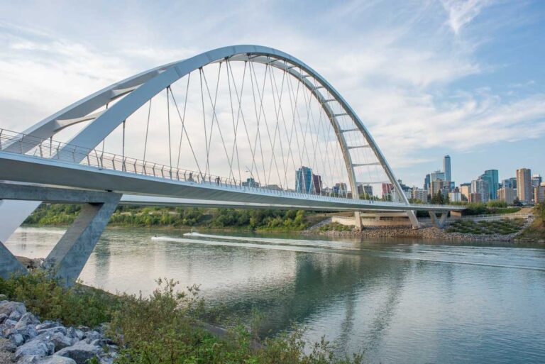 The Walterdale Bridge with Edmonton Alberta in the background